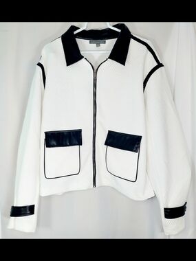 Kate & Mallory White & Black Colorblock Lightweight Jacket Women's Size XL NWT